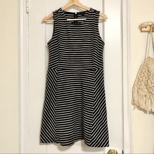 J. Crew black white striped sleeveless dress 6
